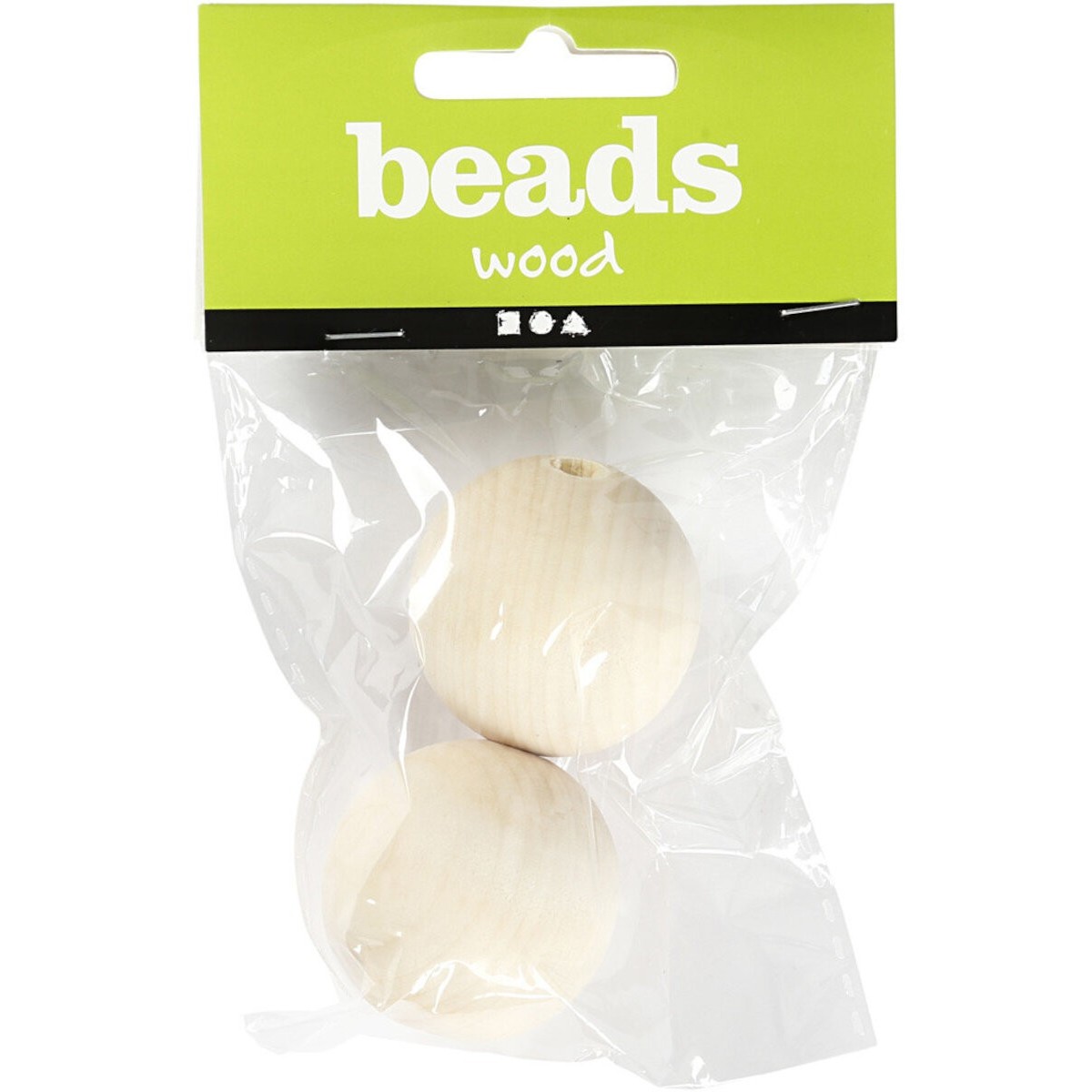 Koraliki drewniane naturalne 2szt do makramy - 3,5 cm, dziurka 6 mm