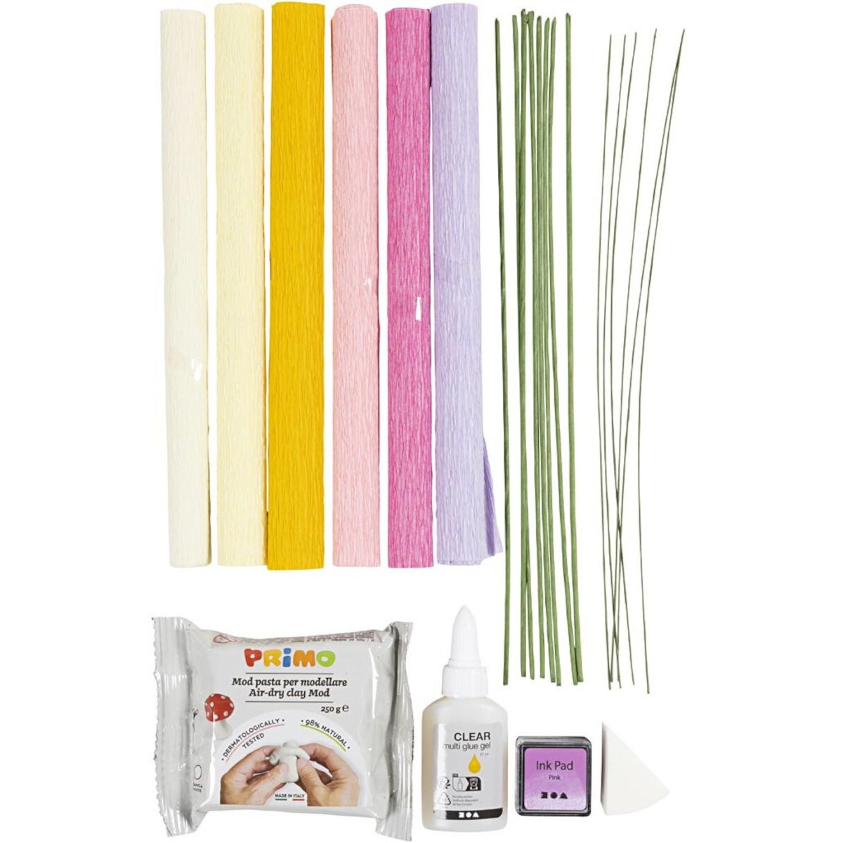 Kwiaty z krepy stojące na podstawie DIY, Creativ