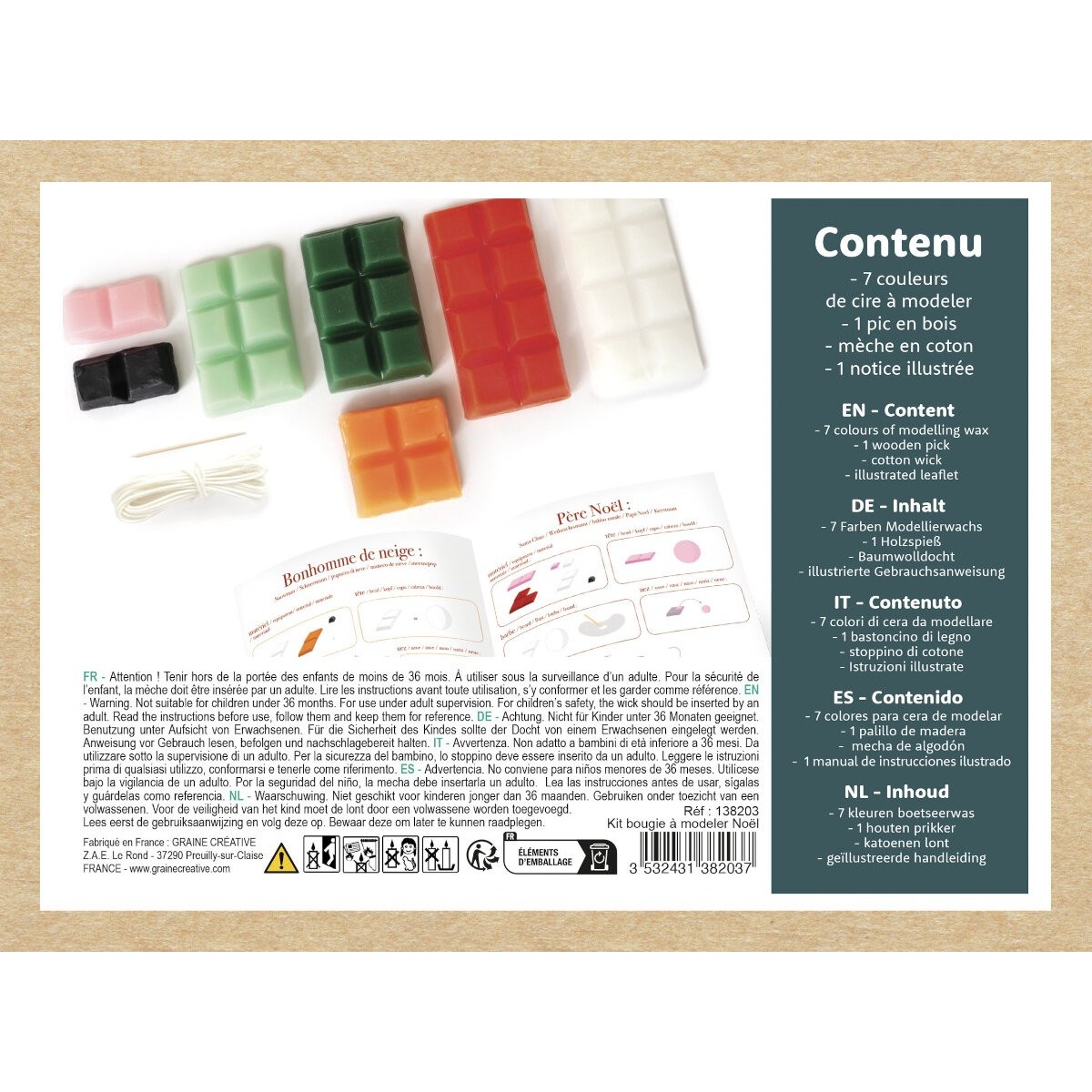 Zestaw do lepienia świec Boże Narodzenie +6, Graine Creative