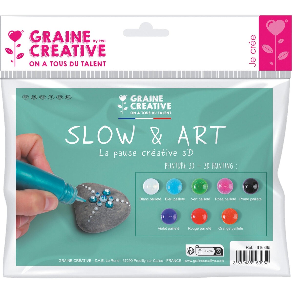 8 pisaków do malowania kropkami - farby brokatowe, Graine Creative