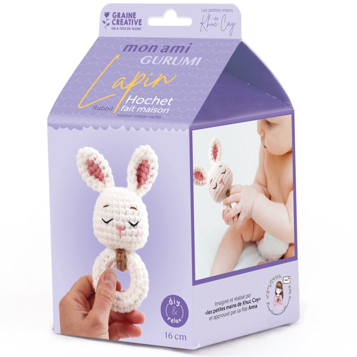 Zestaw do szydełkowania grzechotki z króliczkiem, Graine Creative