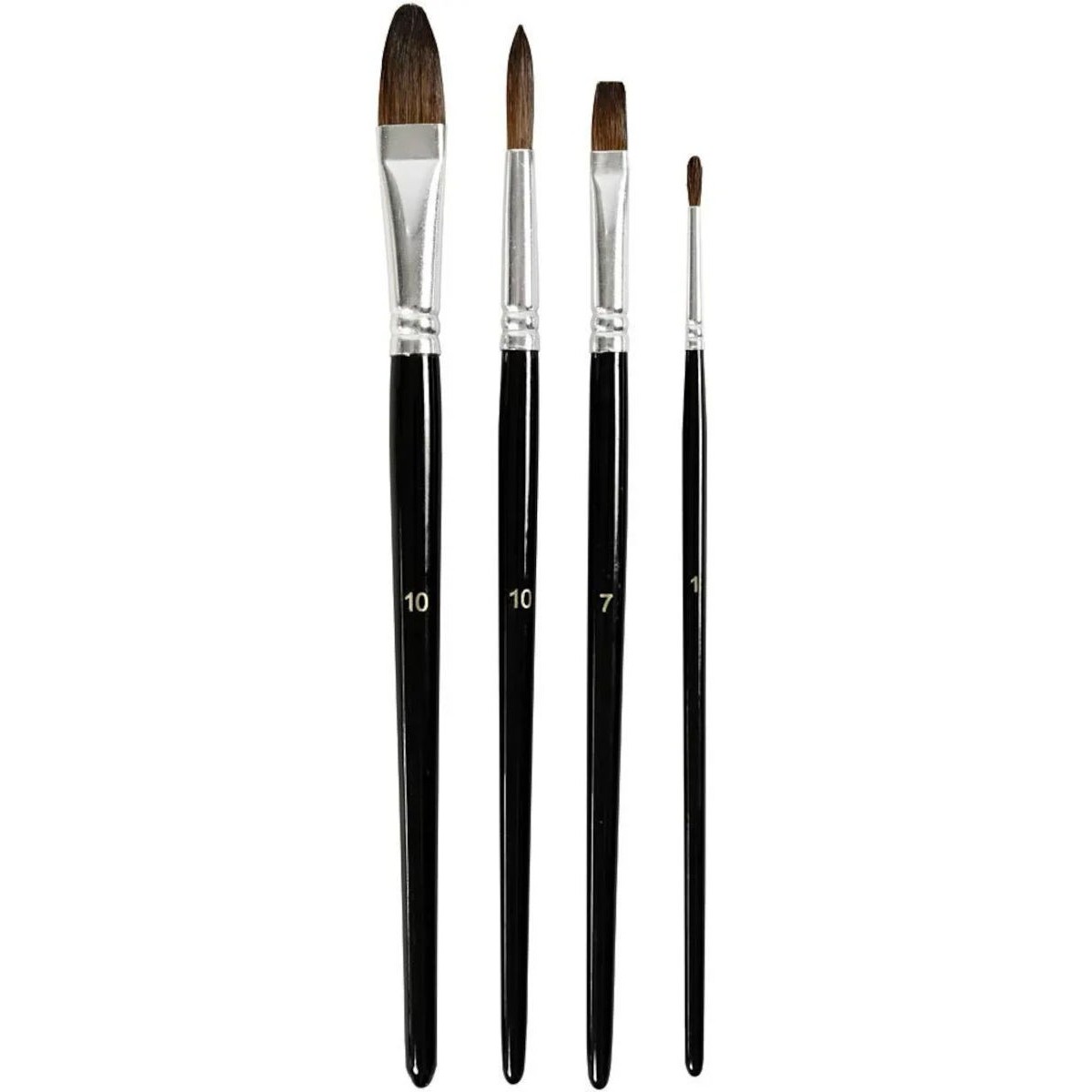 Pędzle z naturalnego włosia kuca do akwareli 4 szt o | Dadum