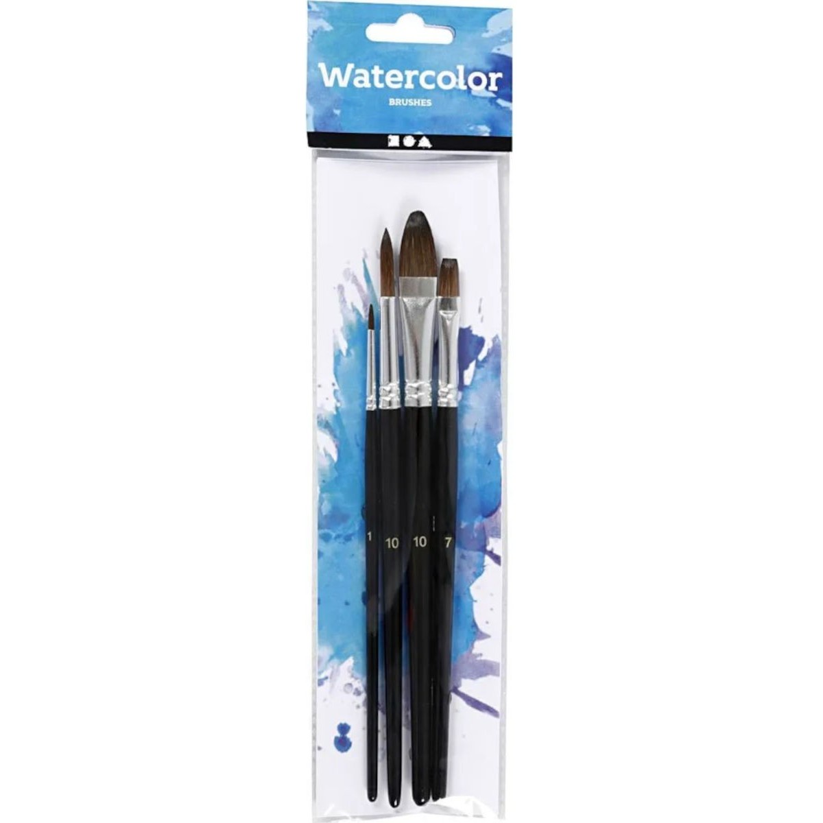 Pędzle z naturalnego włosia kuca do akwareli 4 szt o | Dadum