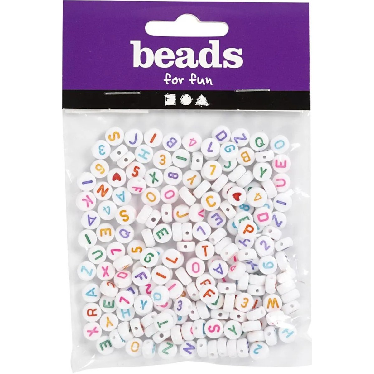 Koraliki z literami białe 7 mm | Dadum