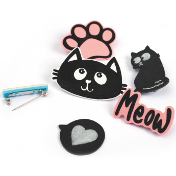 Zestaw DIY przypinki Koty z magicznego plastiku | Dadum