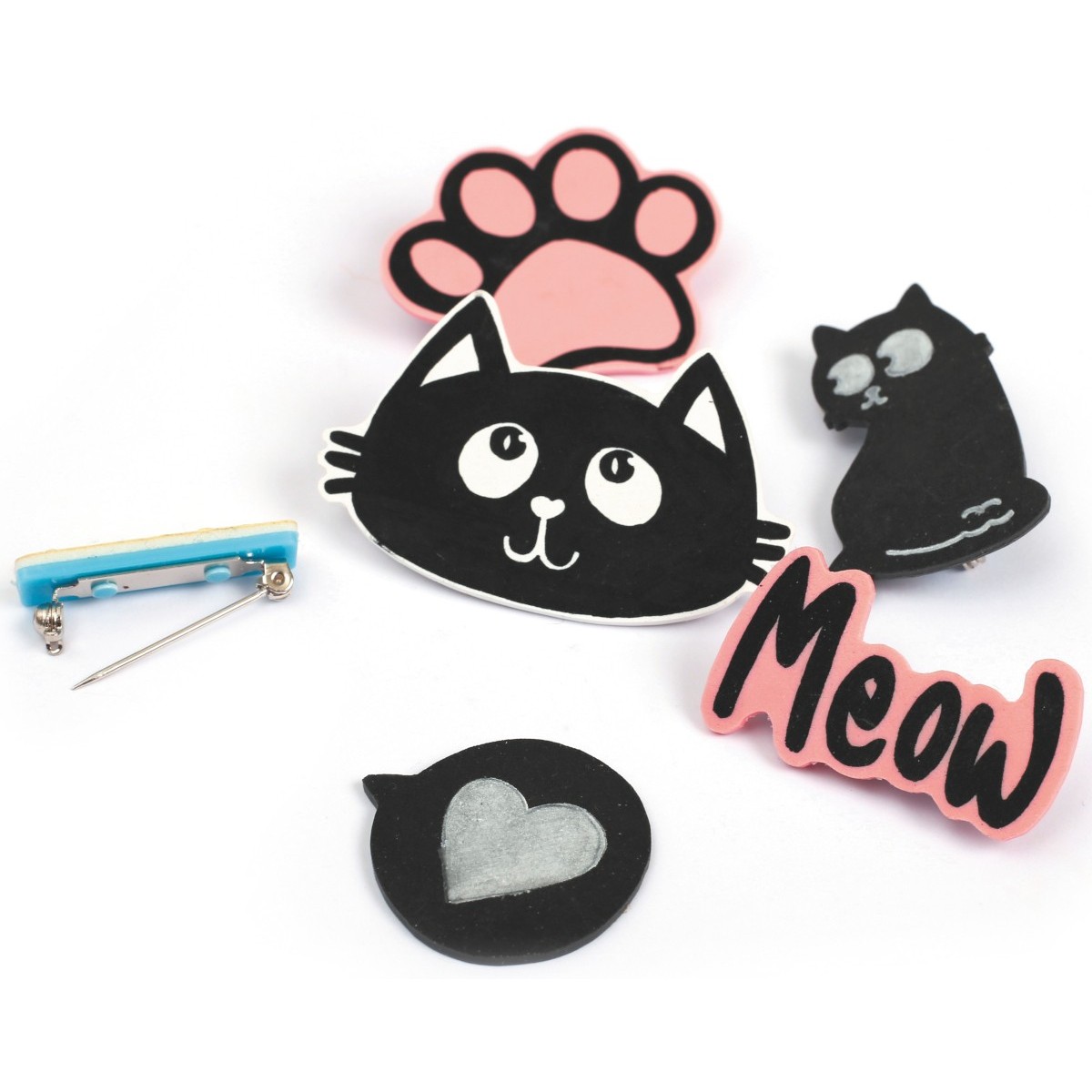 Zestaw DIY przypinki Koty z magicznego plastiku | Dadum