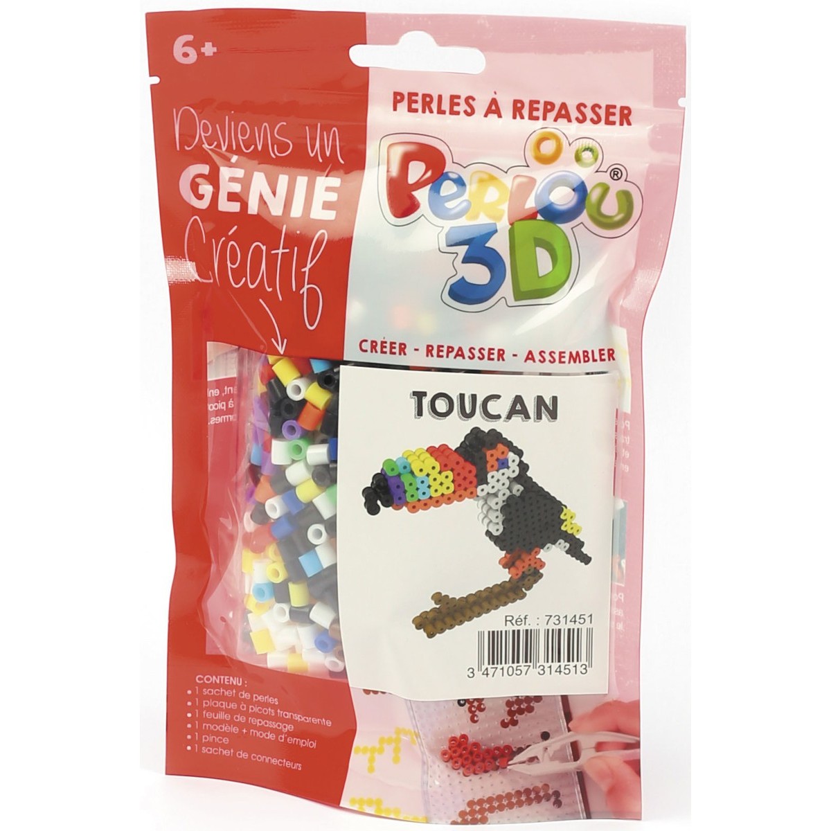 Tukan 3D - zestaw koralików do prasowania dla dzieci +6