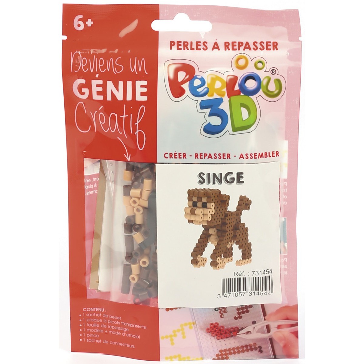 Małpa 3D - zestaw koralików do prasowania dla dzieci +6