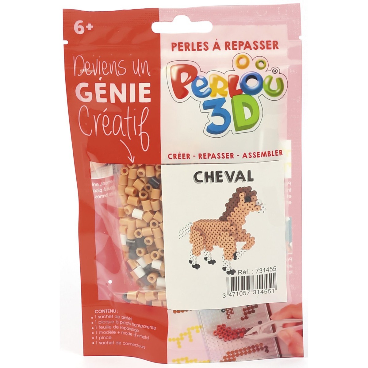 Koń 3D - zestaw koralików do prasowania dla dzieci +6