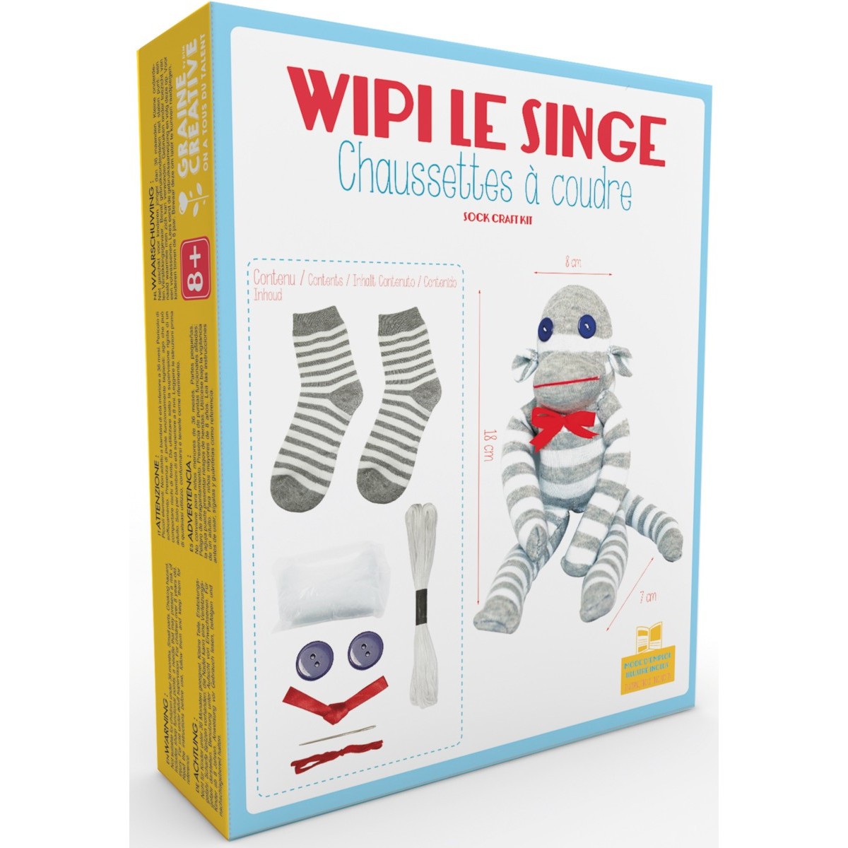Zestaw do szycia ze skarpetek Małpa +8 | Dadum