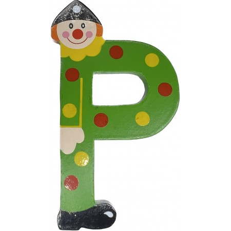 Literki drewniane dekoracyjne, Litera z klownem - P, Sevi | Dadum