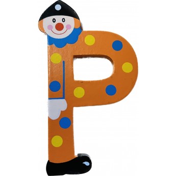 Drewniana literka "P" na ścianę dla dzieci, pomarańczowa