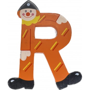 Drewniana literka "R" na ścianę dla dzieci, pomarańczowa