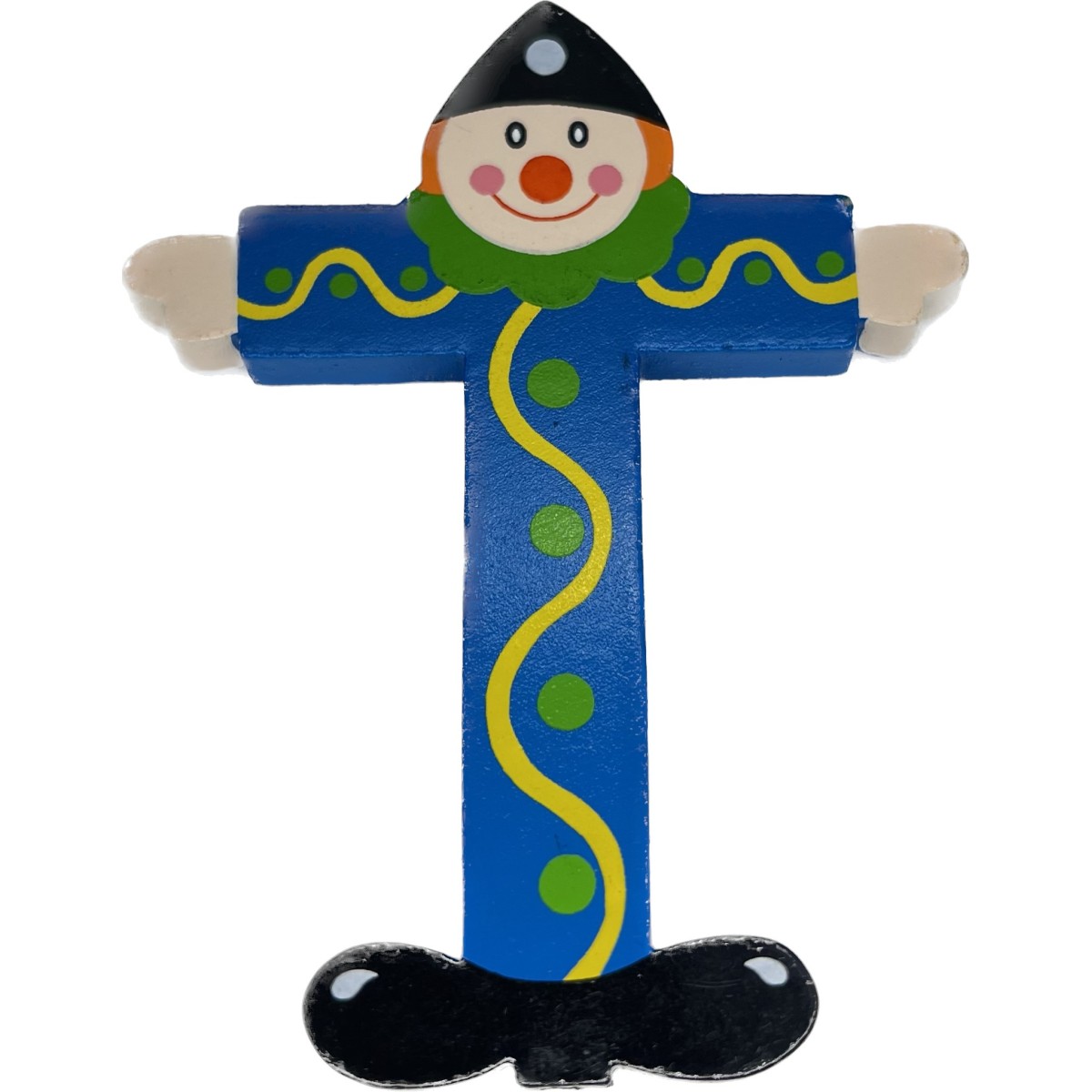 Drewniana literka "T" na ścianę dla dzieci, niebieska