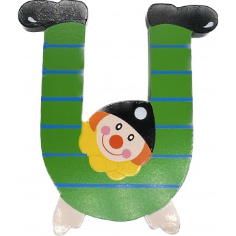 Drewniana literka "U" na ścianę dla dzieci, zielona