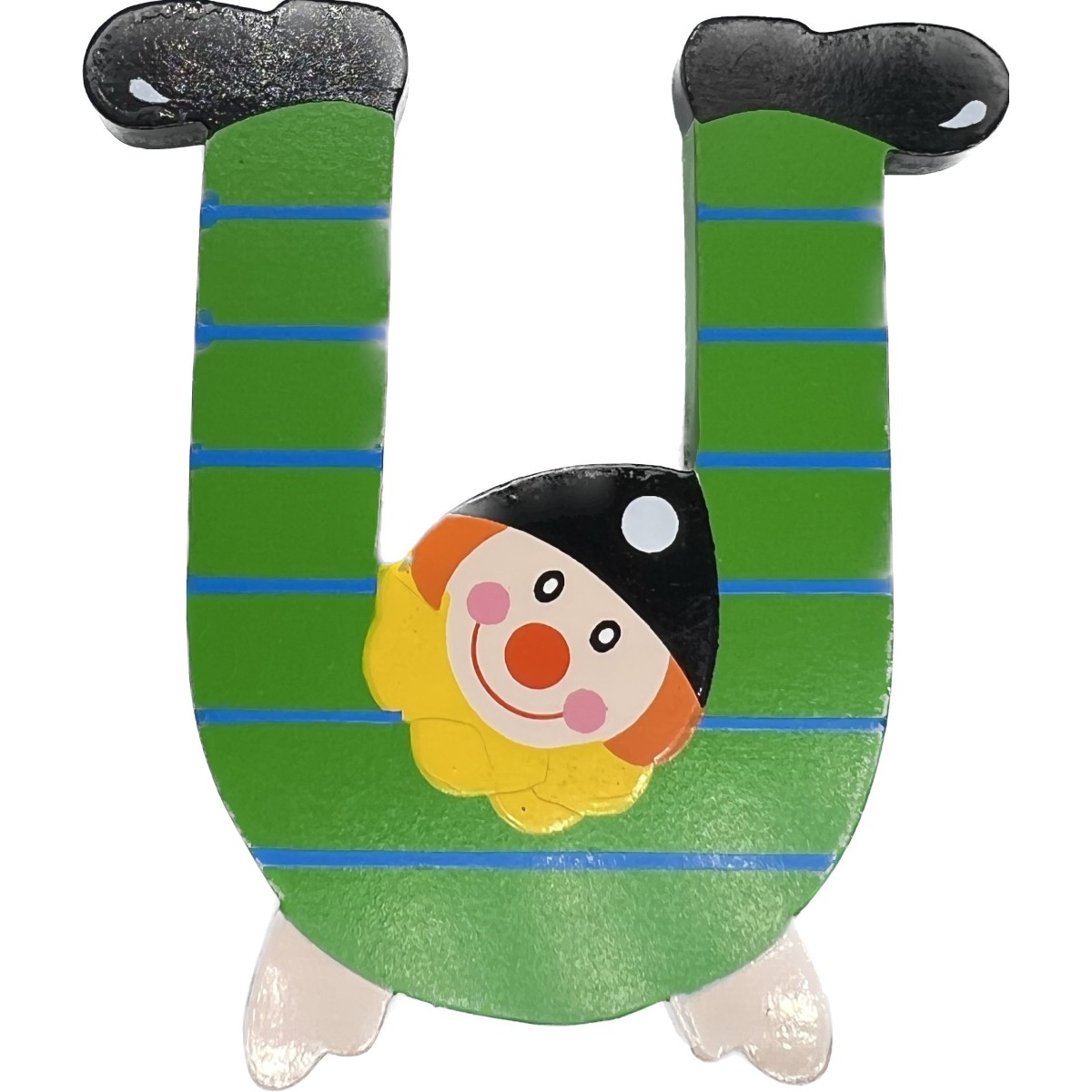 Drewniana literka "U" na ścianę dla dzieci, zielona