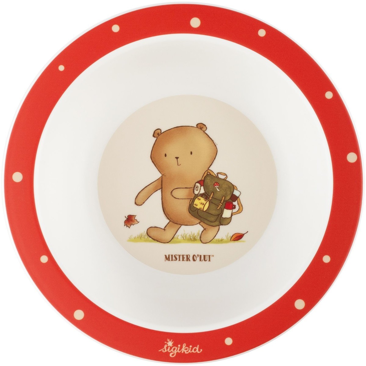 Miska miś Mister O'Lui czerwona dla dzieci od 2 lat, Sigikid