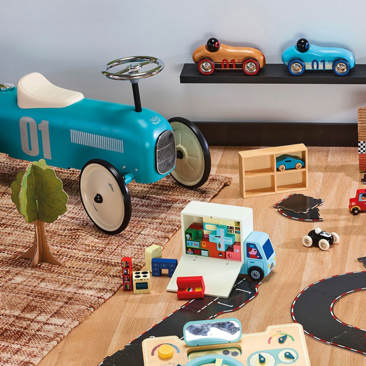 Jeździk metalowy vintage Aqua, matowe wykończenie +18m | Dadum