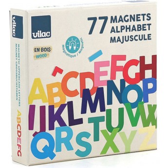 Vilac Magnesy drewniane Alfabet - duże litery 77szt | Dadum