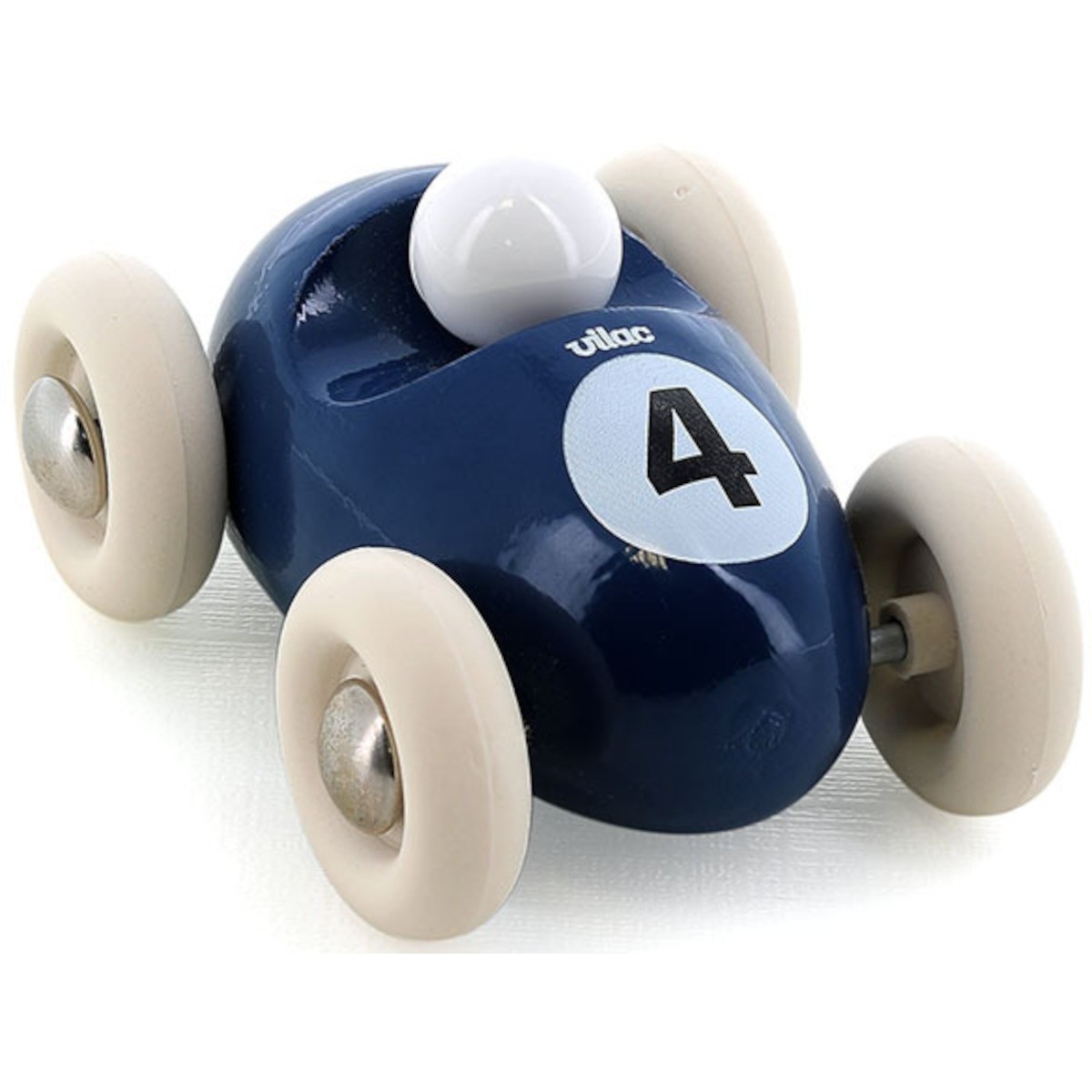 Vilac Samochodzik drewniany granatowy numer "4" dla dzieci +18m