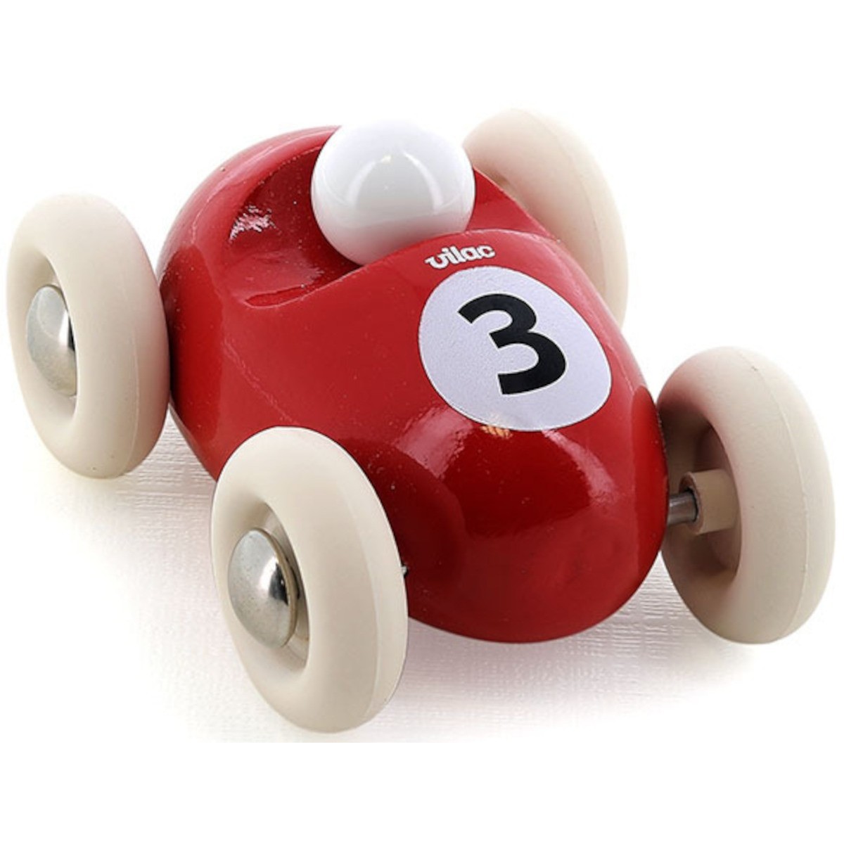 Vilac Samochodzik drewniany czerwony numer "3" dla dzieci +18m