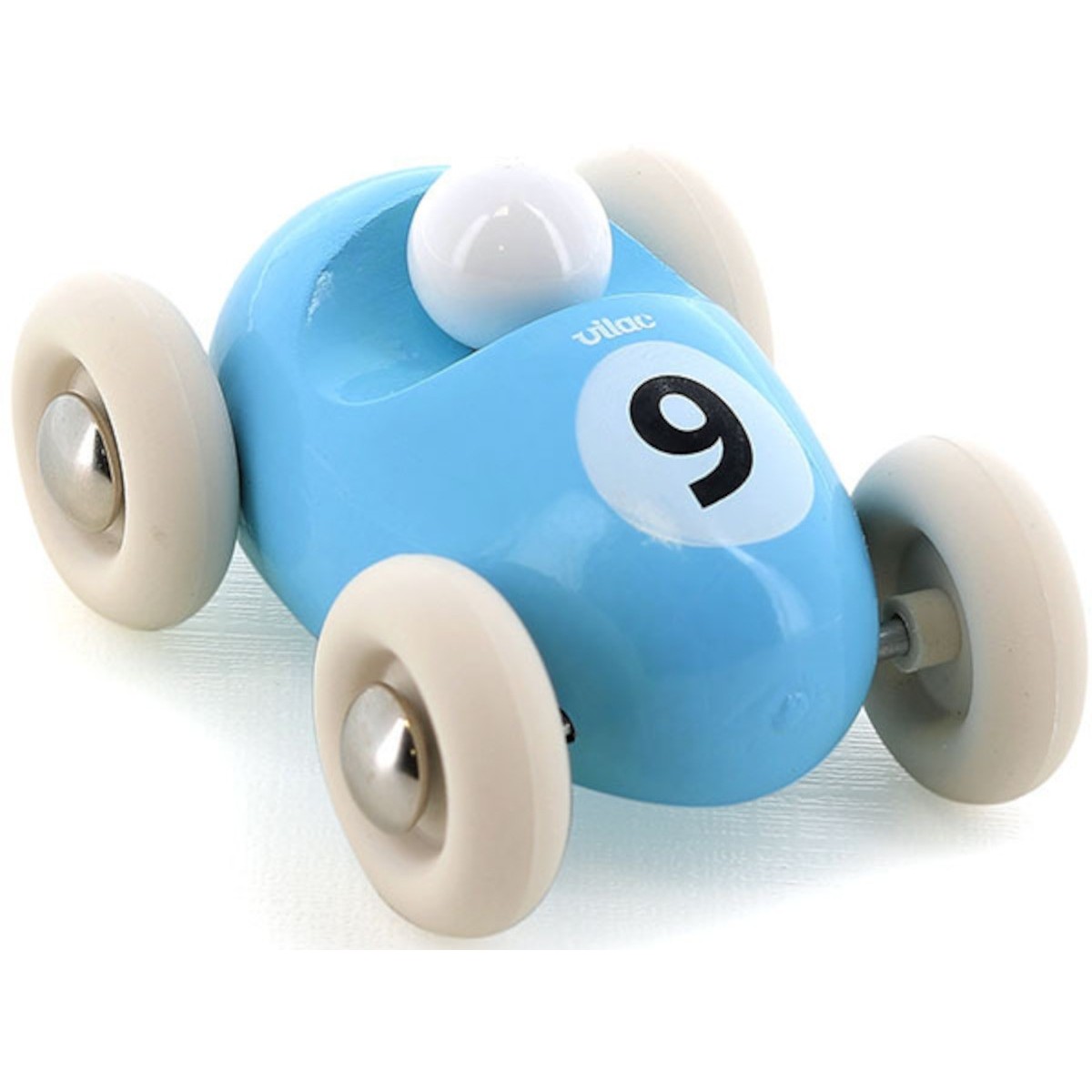 Vilac Samochodzik drewniany błękitny numer "9" dla dzieci +18m