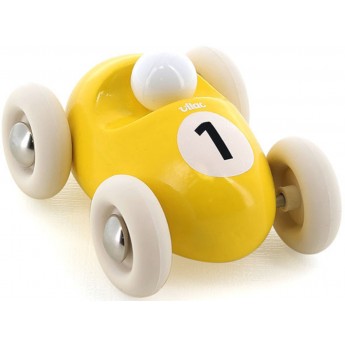 Vilac Samochodzik drewniany żółty numer "1" dla dzieci +18m