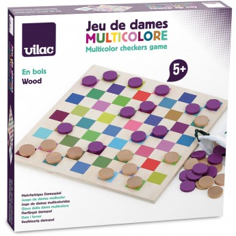 Drewniane warcaby wielokolorowe, Vilac