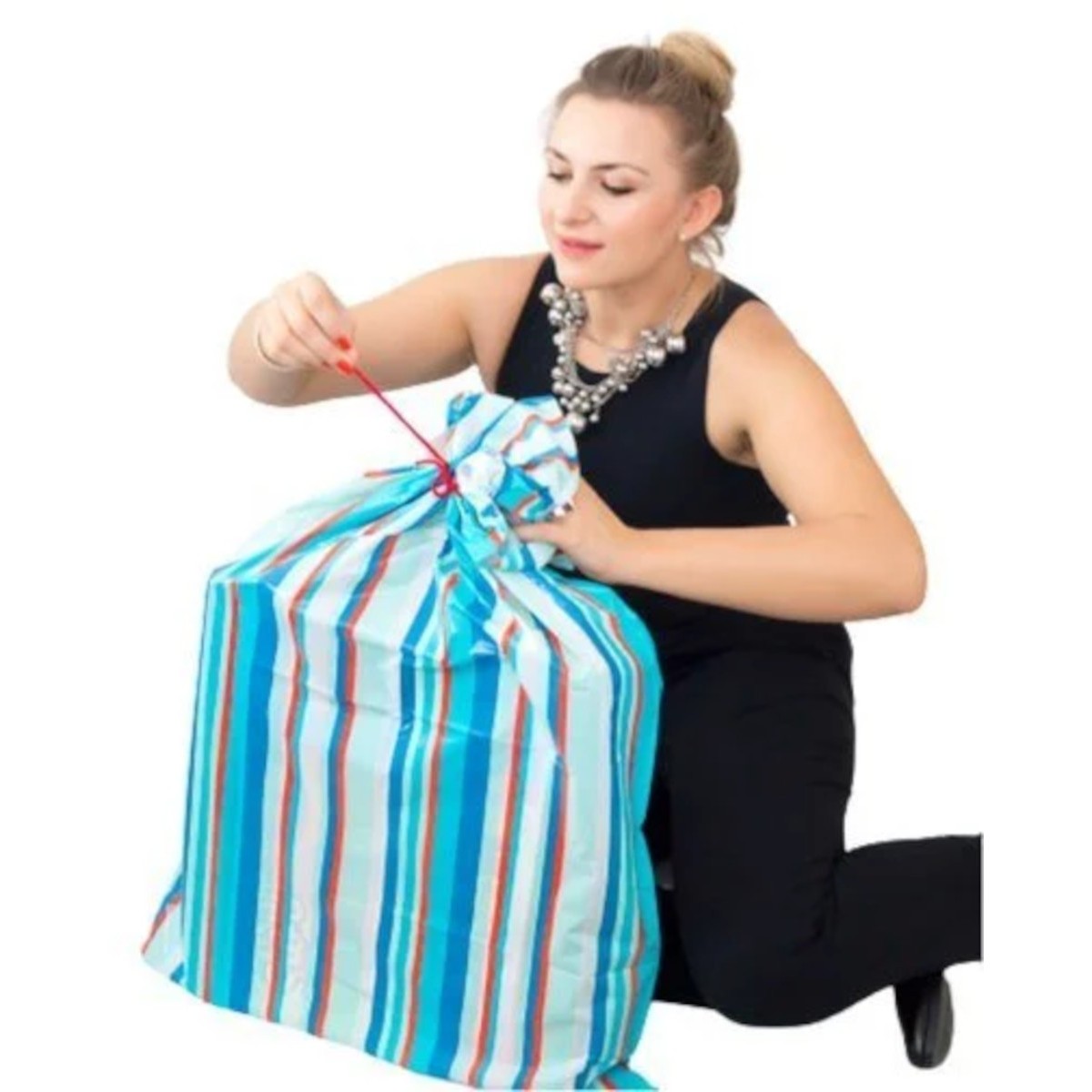 Worek XL do pakowania na prezent wzór w paski