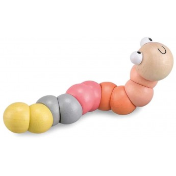 Elastyczna gąsienica pastelowo-różowa +12mc, Bigjigs