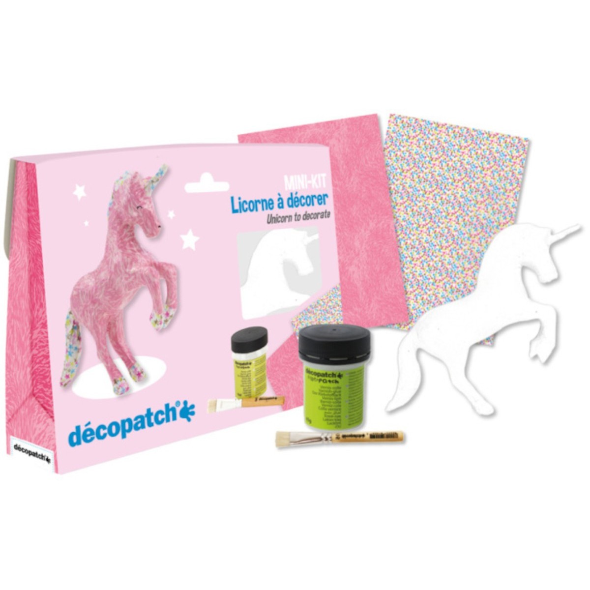 Zestaw do decoupage Jednorożec z masy papierowej do ozdabiania dla dzieci od 5 lat