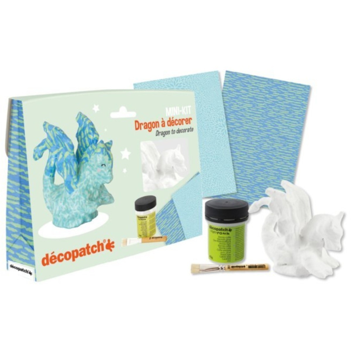 Zestaw do decoupage Smok z masy papierowej do ozdabiania dla dzieci od 5 lat