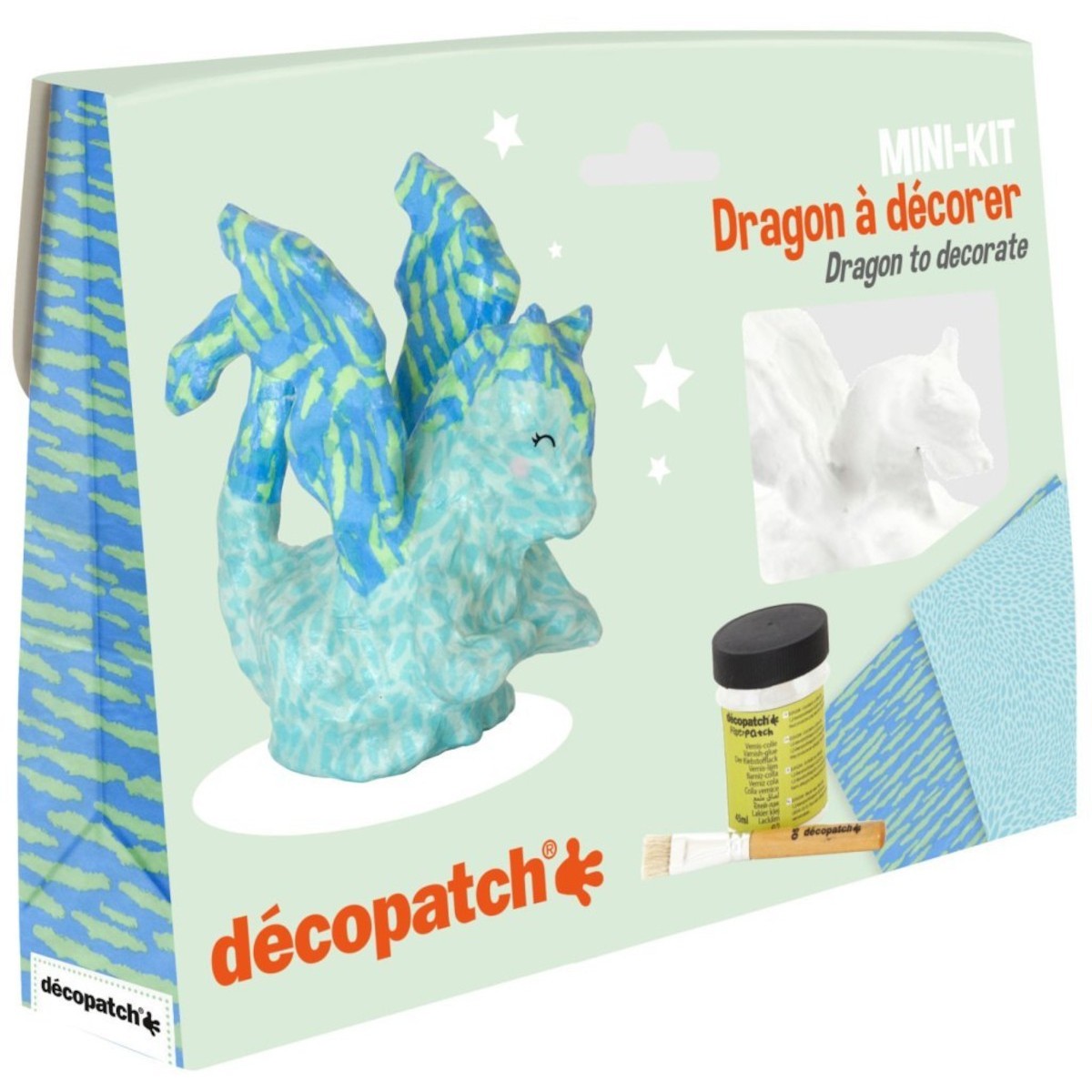 Zestaw do decoupage Smok z masy papierowej do ozdabiania dla dzieci od 5 lat