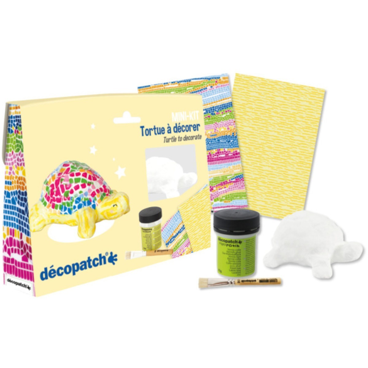 Zestaw do decoupage Żółwik z masy papierowej do ozdabiania dla dzieci od 5 lat