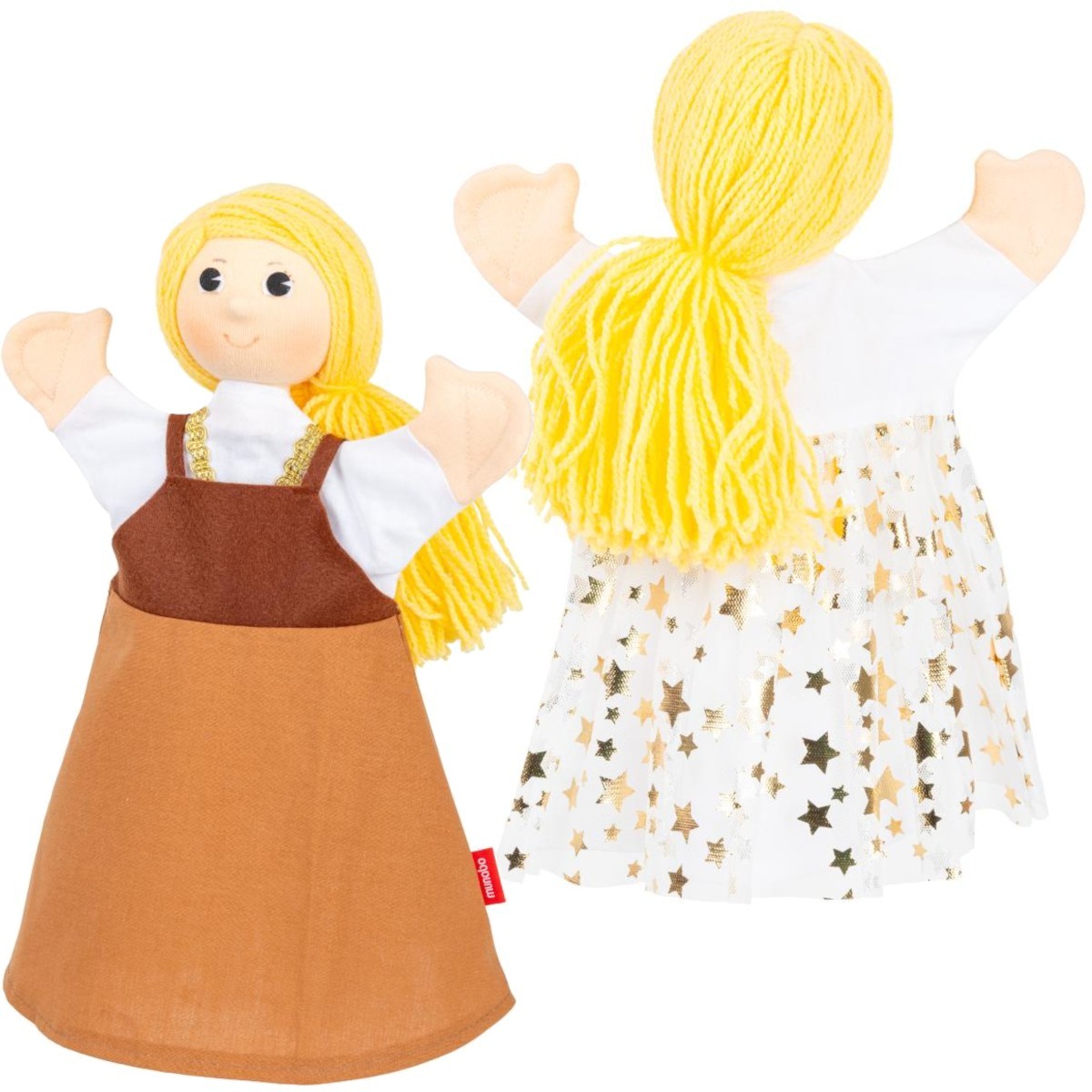 Pacynka na rękę Kopciuszek 30cm z dwustronną sukienką do teatrzyku dla dzieci