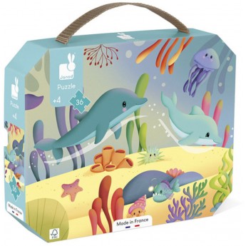 Puzzle 36 Morskie stworzenia w walizce, Janod