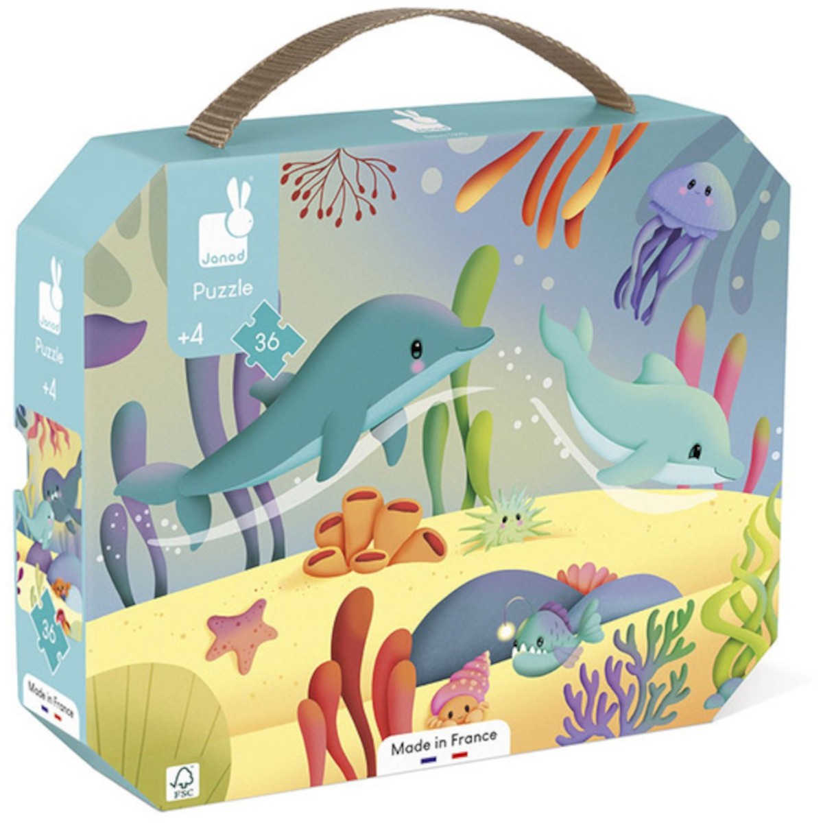 Puzzle 36 Morskie stworzenia w walizce, Janod