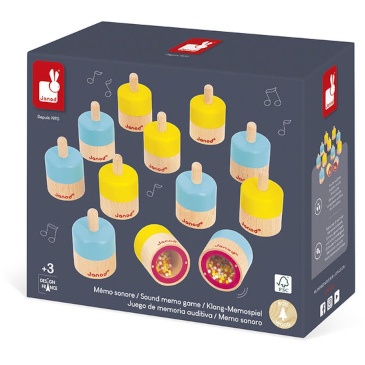 Gra memory dźwiękowe sensoryczne +3, Janod