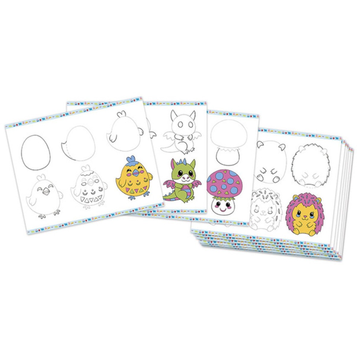 Zestaw kreatywny Rysowanie krok po kroku z brokatowymi markerami 20 rysunków i kolorowanek +6, Janod