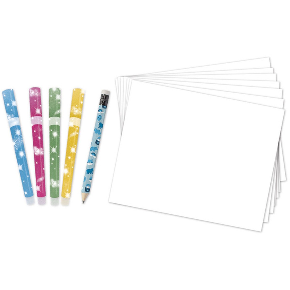 Zestaw kreatywny Rysowanie krok po kroku z brokatowymi markerami 20 rysunków i kolorowanek +6, Janod