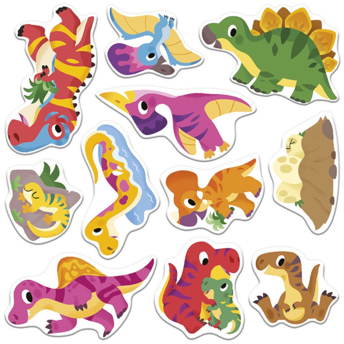 Grube naklejki wielorazowe Dinozaury dla 2-latka, Janod