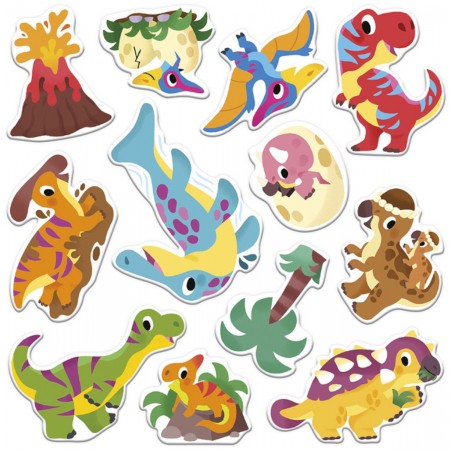 Grube naklejki wielorazowe Dinozaury dla 2-latka, Janod Grube naklejki wielorazowe Dinozaury dla 2-latka, Janod