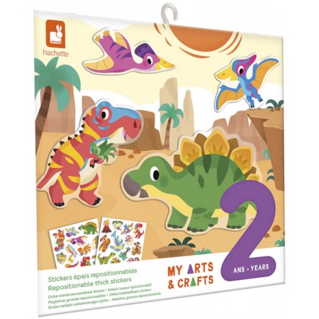 Grube naklejki wielorazowe Dinozaury dla 2-latka, Janod Grube naklejki wielorazowe Dinozaury dla 2-latka, Janod