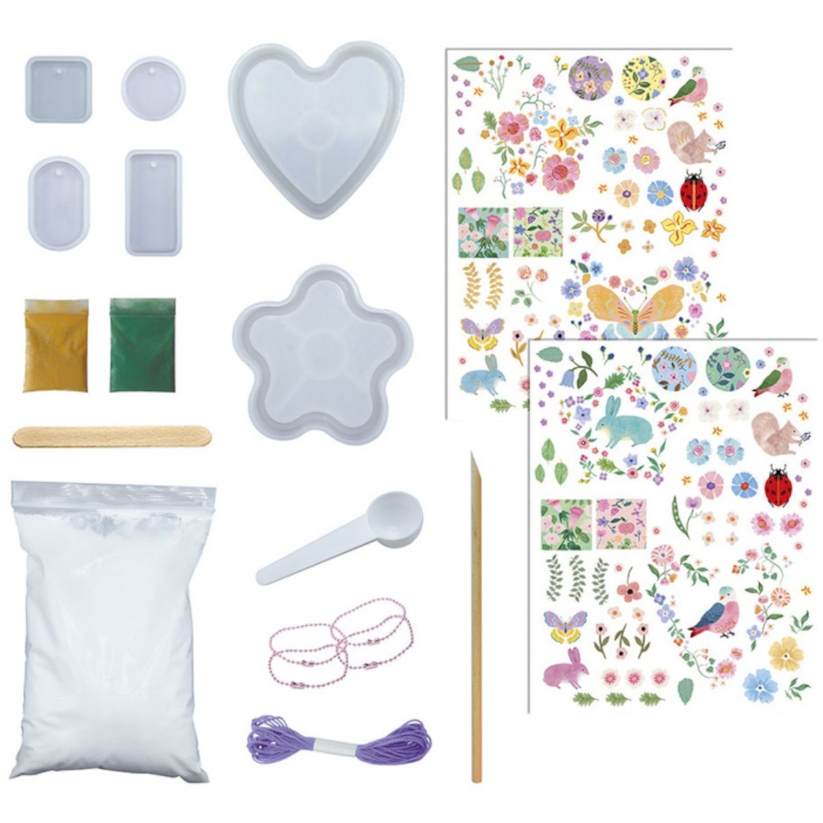 Zestaw kreatywny Formy i odlewy 16 ozdób Ogród kwiatowy, Janod