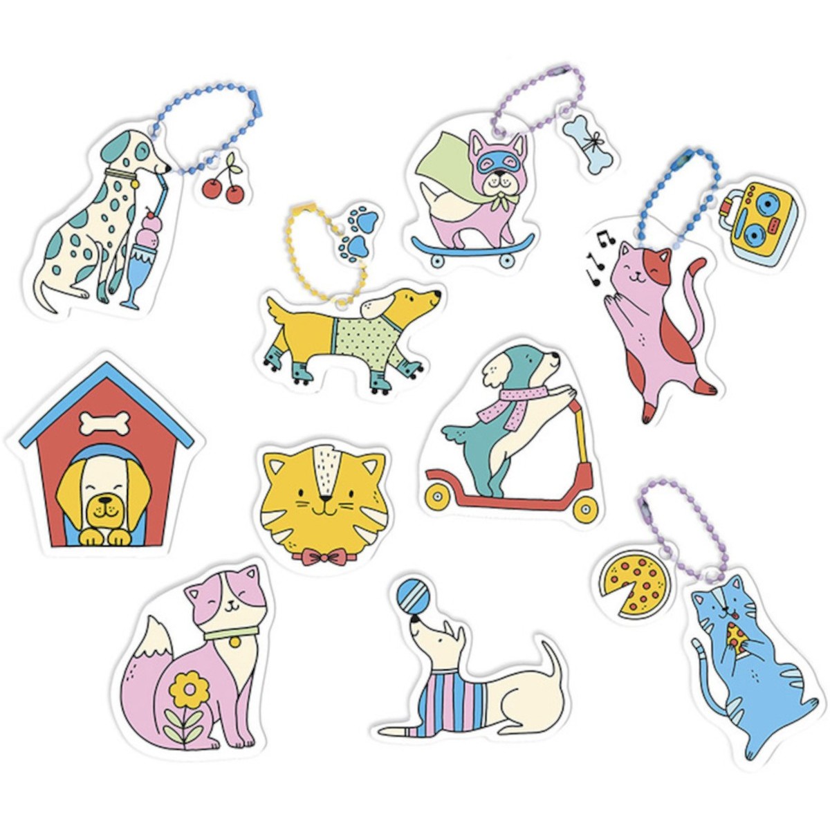 10 ozdób z termokurczliwego plastiku do samodzielnego wykonania Koty i psy, Janod