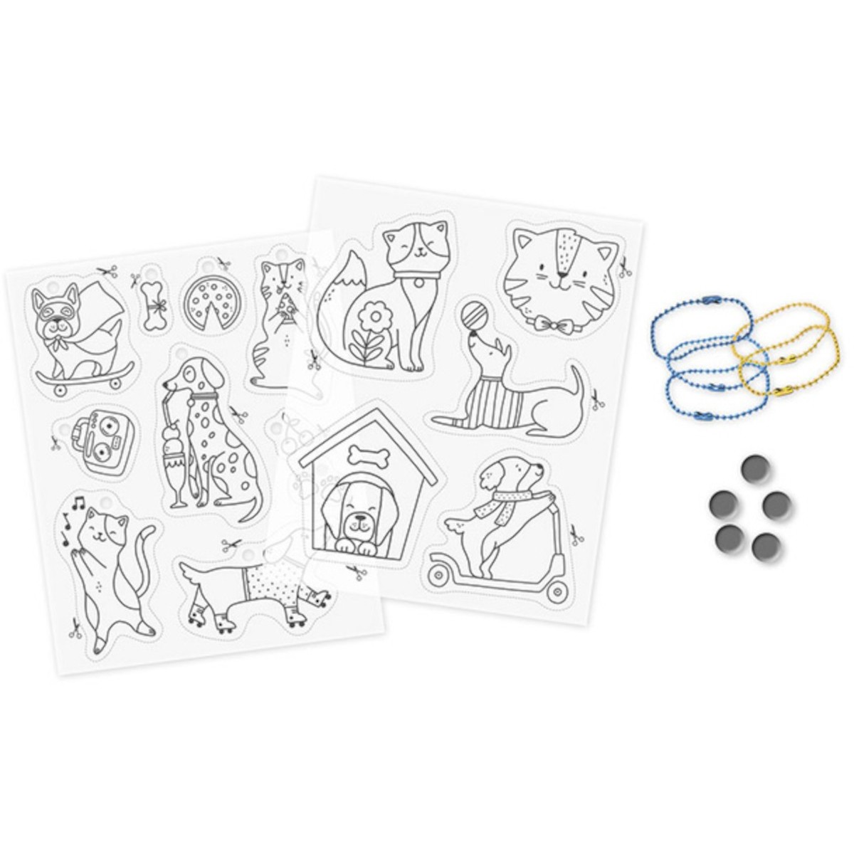 10 ozdób z termokurczliwego plastiku do samodzielnego wykonania Koty i psy, Janod