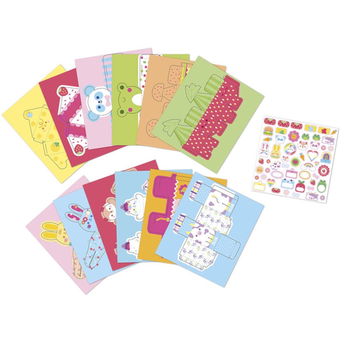 Zestaw kreatywny 12 pudełek z papieru Kawaii do samodzielnego wykonania, Janod