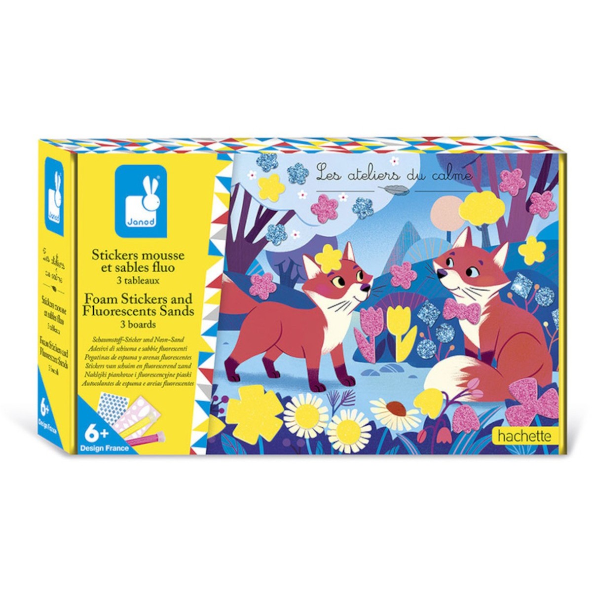 Zestaw kreatywny Naklejki piankowe i fluorescencyjne piaski Leśni przyjaciele, Janod