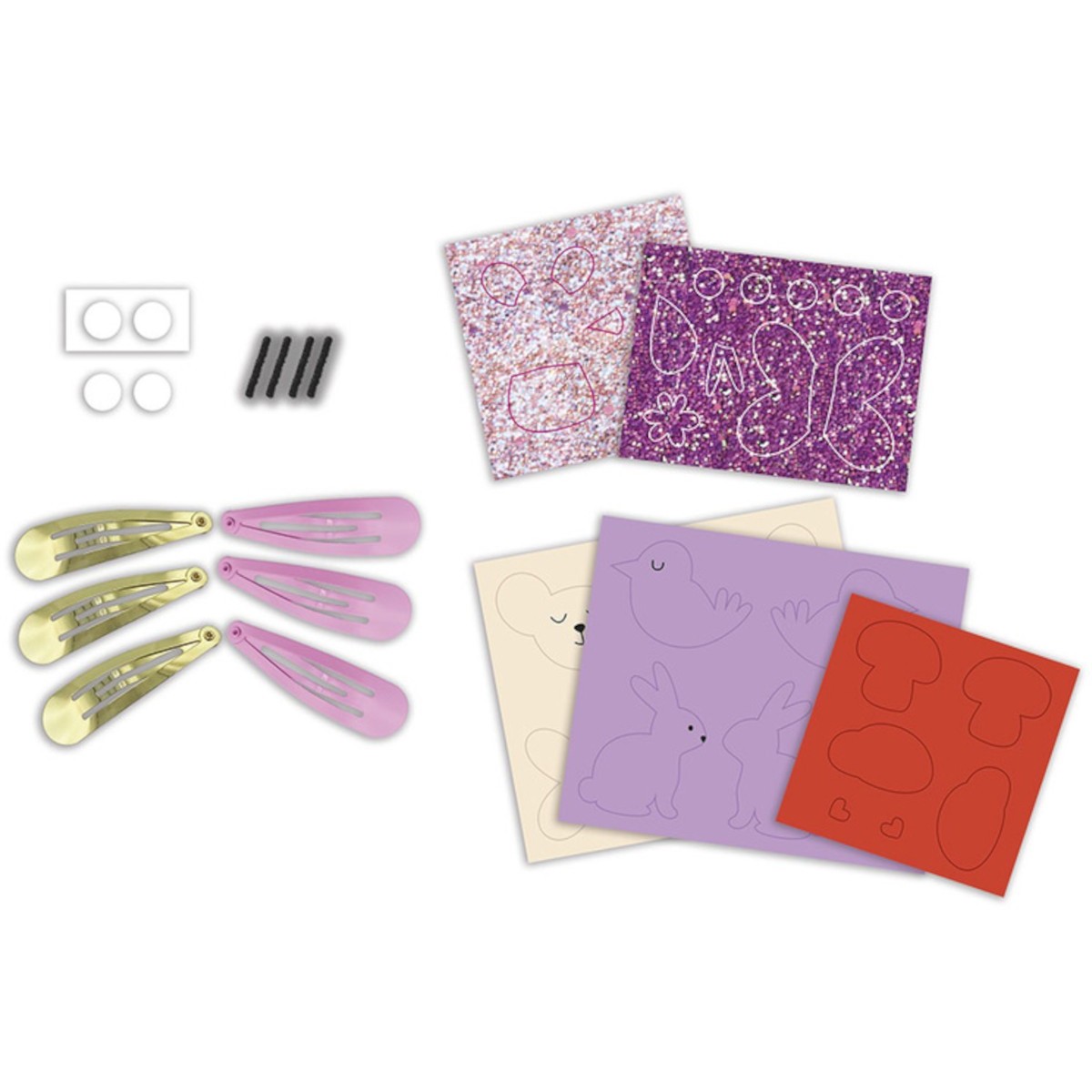 Zestaw kreatywny do tworzenia biżuterii Brokatowe spinki do włosów Ogród +5, Janod