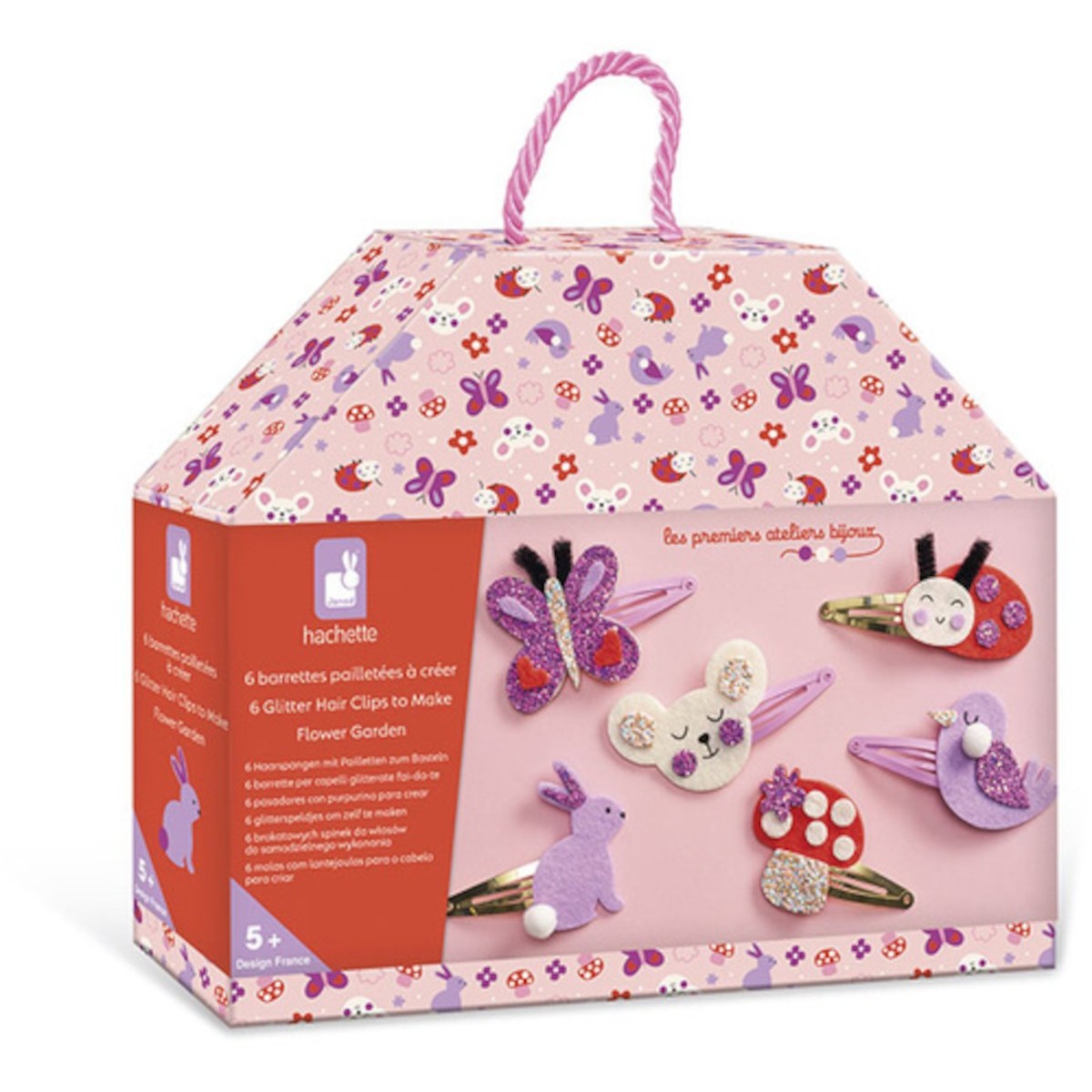 Zestaw kreatywny do tworzenia biżuterii Brokatowe spinki do włosów Ogród +5, Janod